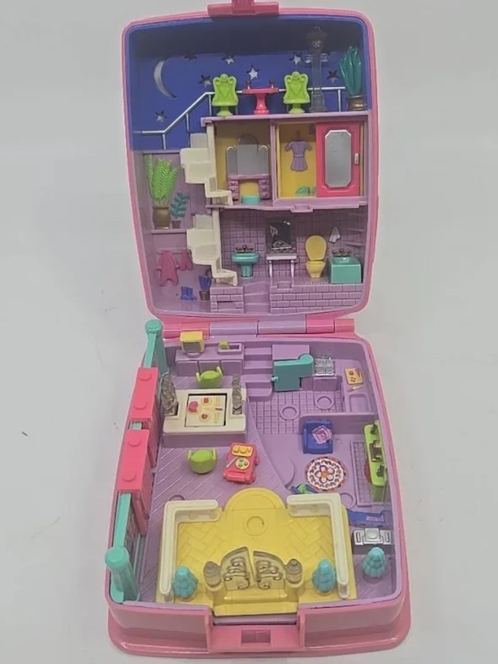 Polly Pocket Starbright Dinner Party– Vintage 90’s Light-Up Pink Compact
